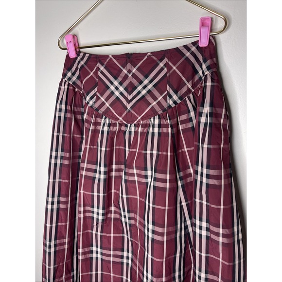 Anthropologie Maeve Drop Waist Taffeta Maxi Skirt Red Gingham US 6 - Picture 3 of 11
